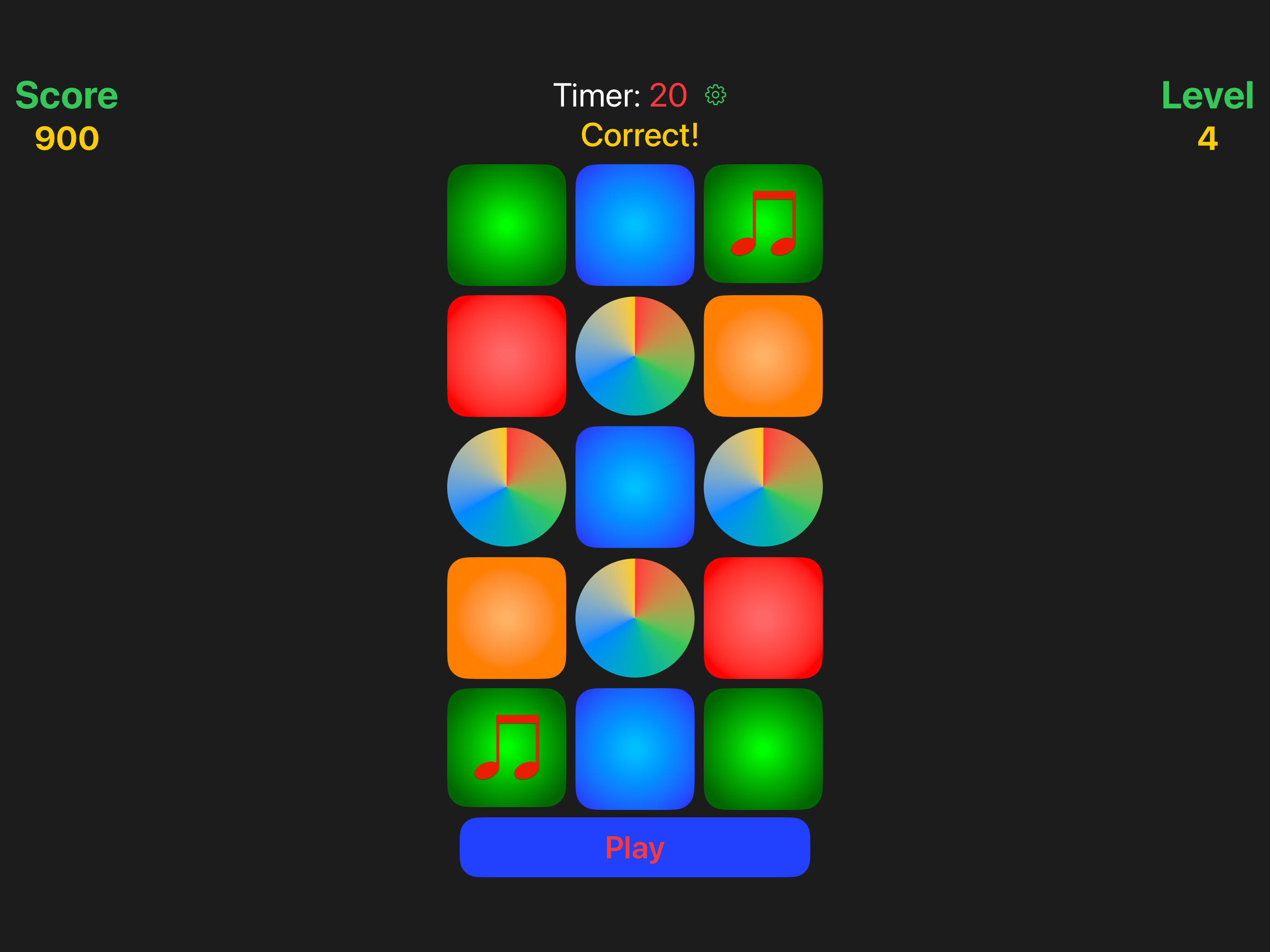 Level 4 gameplay with color wheels